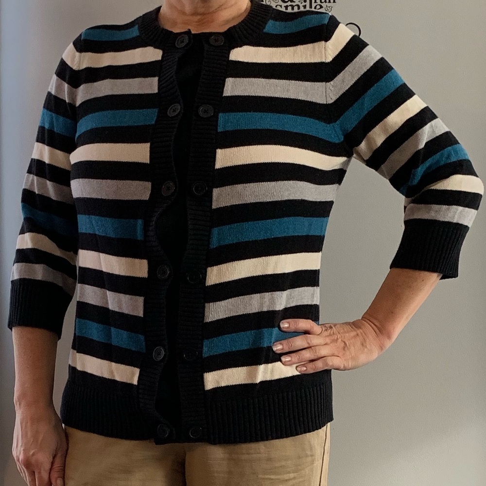 Banana Republic No-Gap Button Front Sweater Stripe